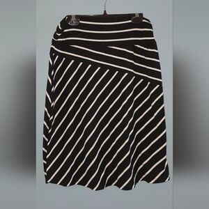 Black and White Diagonal Stripe A-Line Skirt
